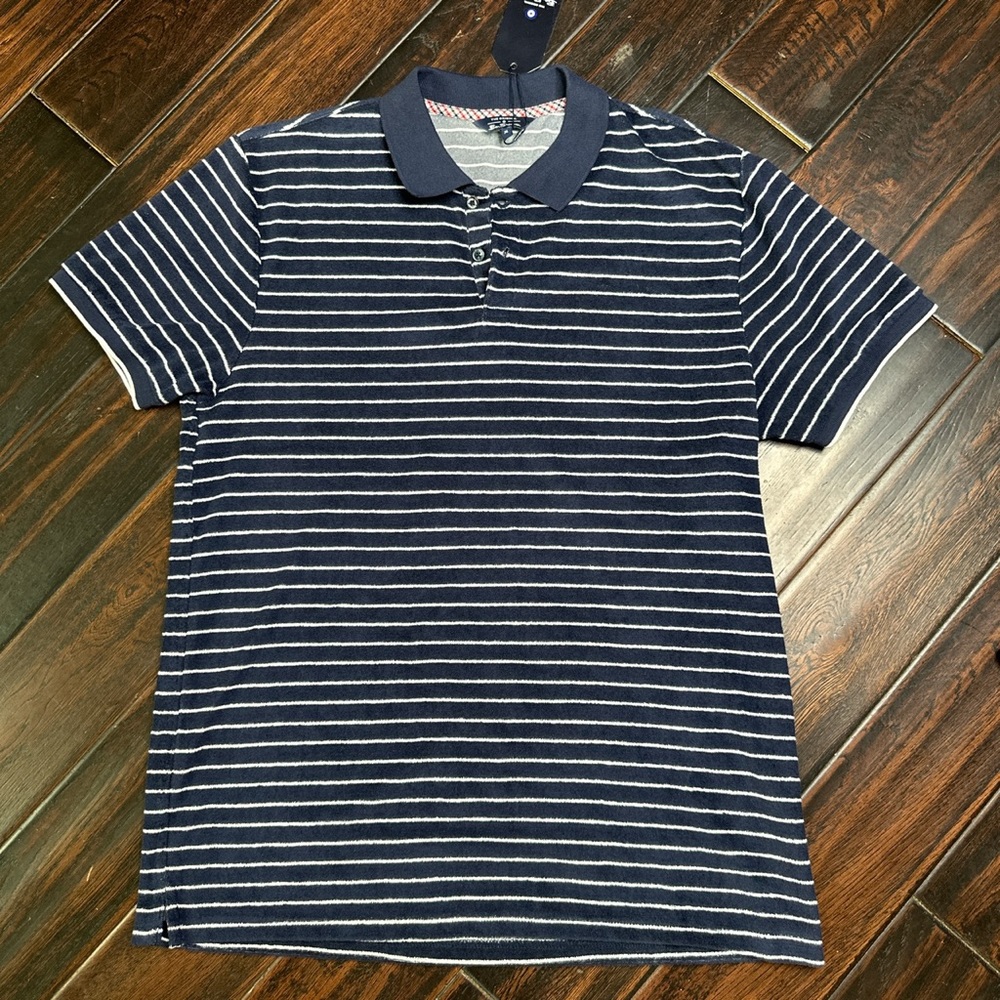 Polo shirt terry cotton casual shirt with collar button up golf coastal indie